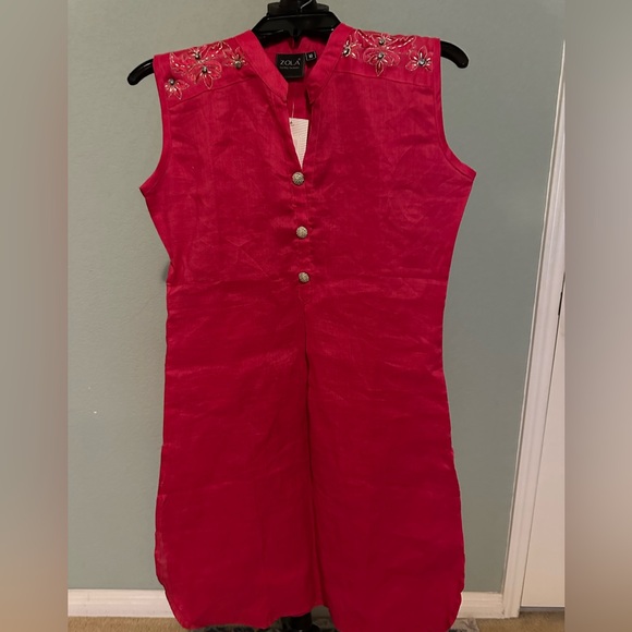 Zola, Red Embroidered Mini Dress Kurta. Size M. NWOT - Picture 3 of 10